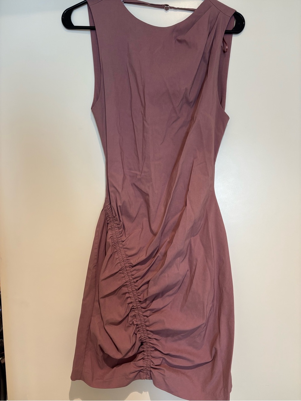 Zara Dusty Mauve Ruched-Side Mini Dress